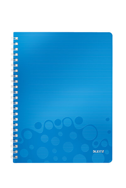 Leitz Spiral Office Notebook A4 Squared Blue PP Cover Wow