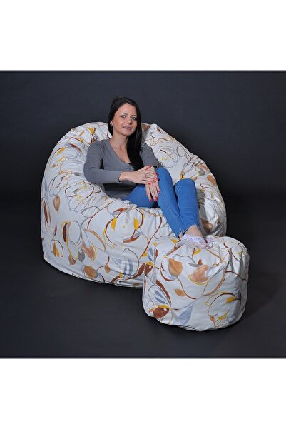 Pufrelax King Size Armchair Set with Ottoman (footrest), Textile Material - B...