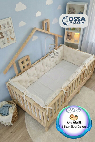 yasetex tasarım Montessori Yatak ve Beşik İçin 4 Kenar Koruma Seti Ekru Renk