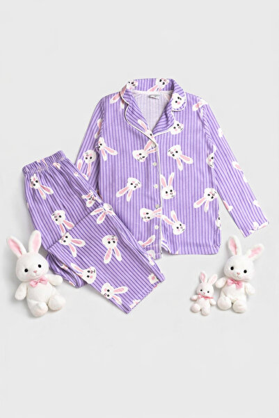 zahider Girl's Cotton Suede Button-Down Pajama Set