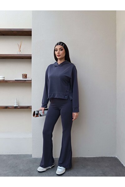 ESRAHELVACI Asymmetrical Snap Detail Hooded Set