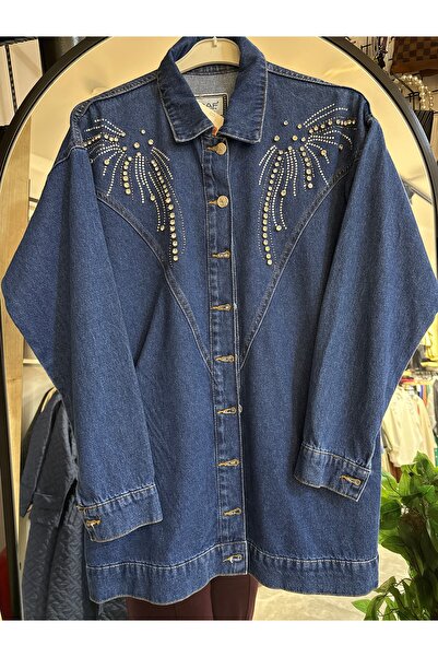 QAF Taş işlemeli Kot Ceket