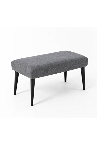WATERYBROOK Bench Bank - Keten Kumaş - Siyah Ahşap Ayaklı - 90x45 cm - Modern...