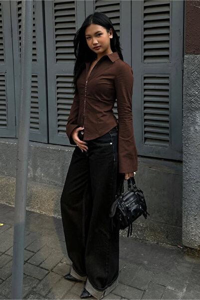 Seeh Brown Long Sleeve Fitted Shirt Sh356