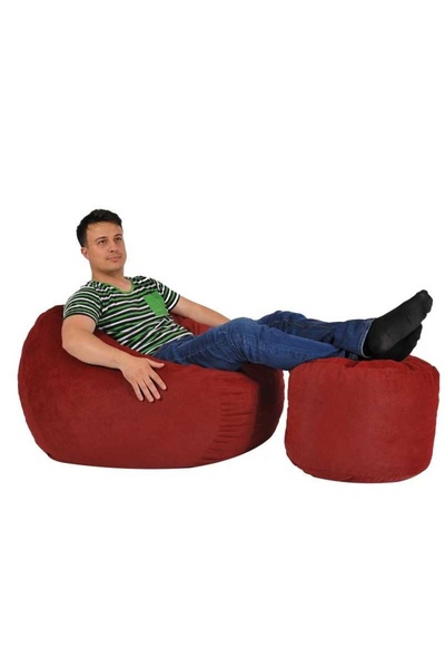 Pufrelax Matusalem Armchair Set with Ottoman (footrest), Material - Sour Cherry