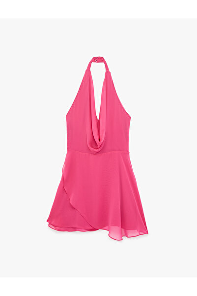 Koton Rochie mini de seară din șifon, fără mâneci, cu decolteu Degaje