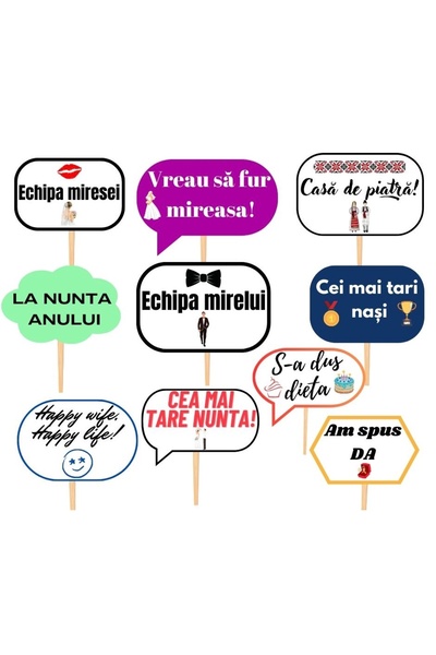 OEM Set Propsuri Nunta, Carton lucios, multicolor, 15x25, 10 buc