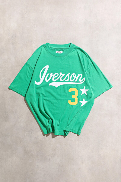 Overdrive Iverson 3 NBA Oversize Yeşil Baskebol Kısa Kol Tshirt
