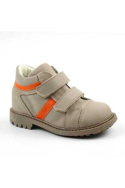 tino Children's boots, padded, made of natural leather 3237-GRAY/ORANGE/5