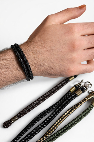 Beksy Accessory Sevgililer Günü Hediye Erkek Örgü Deri Bileklik – Modern Erke...