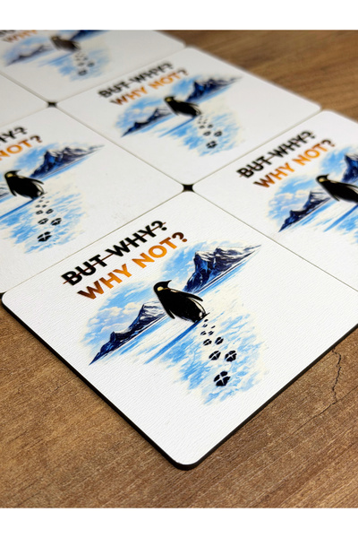 mooodcase Why Not Penguin Patterned Coasters Set of 6