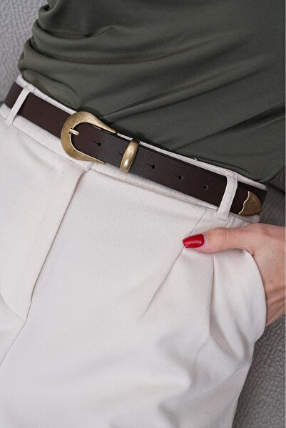 MODAM HİFA Oval Buckle Bridge End Set Women's Trouser Belt Dress Belt Shirt B...