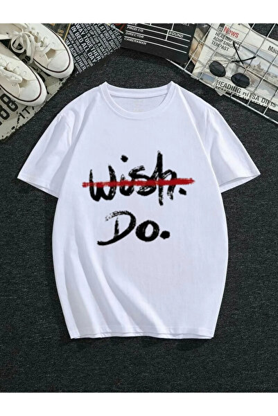 ELNOYA تي شيرت أبيض فاخر ذو أزرار ناعمة وطباعة شخصية باد بوي وياقة دائرية