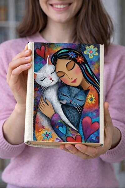 Şımartan Cat Girl Themed Cloth Book Cover – Printed Fabric Book Covers, Book ...