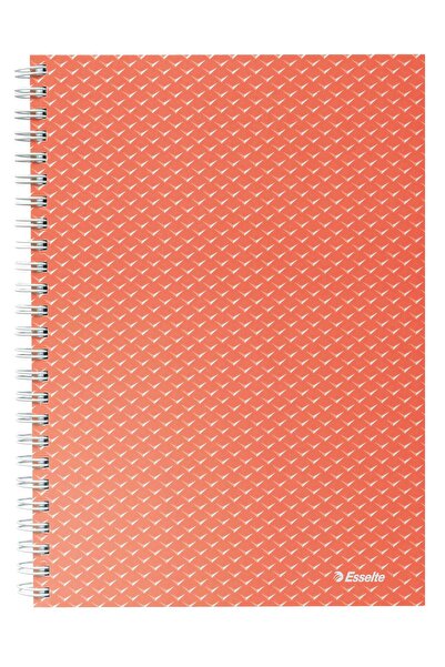 Esselte Caiet spiralat de birou A5, 80 de coli, copertă cartonată coral, culo...