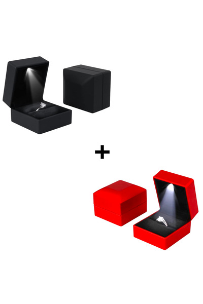 OEM Set 2 Cutii bijuterii verighete,inele,miri,cercei Rosu Passion si Negru c...