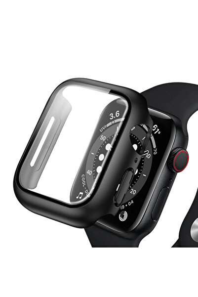 Anank [Pachet 360°] Husă + folie de protecție pentru Apple Watch 7 41mm, neagră