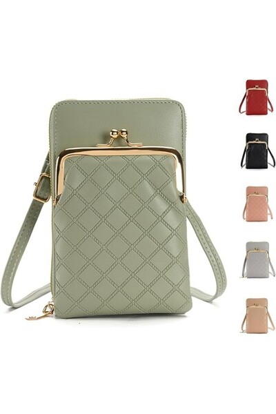 Vividora Green shoulder bag for women with 3 zippered compartments and adjust...