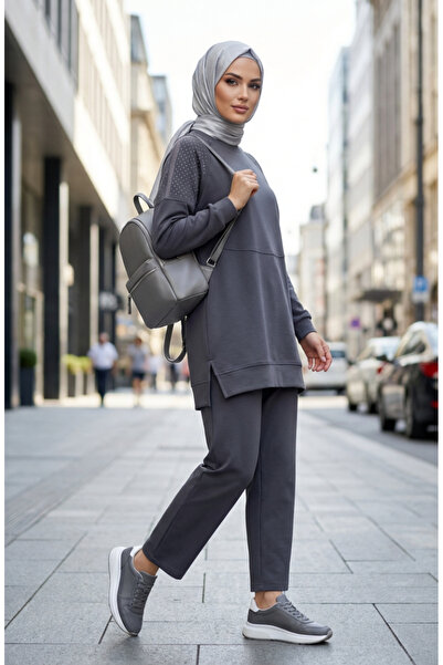 sefamerve Omuz Taşlı Premium Kumaş ikili Takım 0240-04 Antrasit