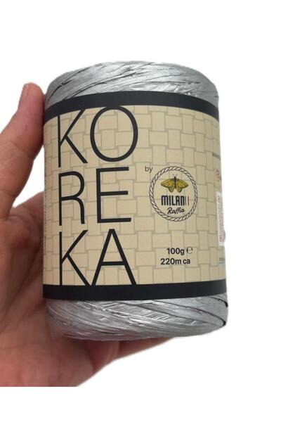 angel çanta aksesuar Koreka Rafya Metallic Gray Color