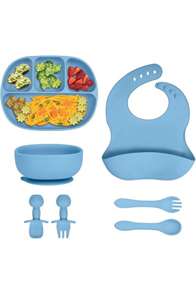 Aolso Set de intarcare pentru bebelusi, 7 bucati silicon fara BPA, albastru,