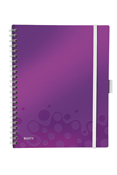Leitz Caiet spiralat de birou A4 cu copertă mov din PP, cu linii, Be Mobile Wow