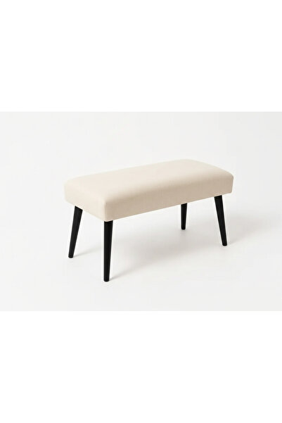 WATERYBROOK Bench Bank - Keten Kumaş - Siyah Ahşap Ayaklı - 90x45 cm - Modern...