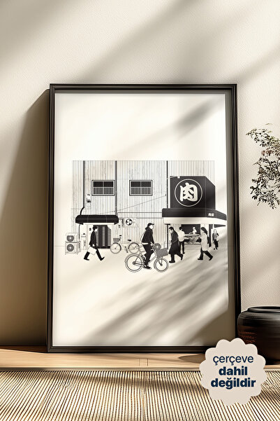 Persona Istanbul "Tokyo Street Corner" - Minimalist Japon Sokak Posteri (Çerç...