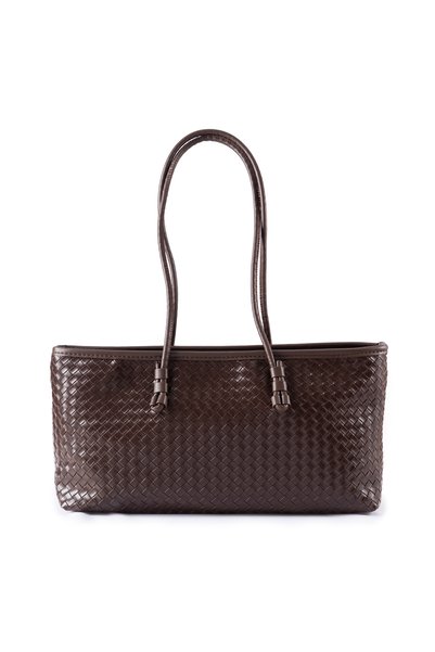 GLONDY Mina Knitted Patterned Faux Leather Women's Hand and Shoulder Bag Brown
