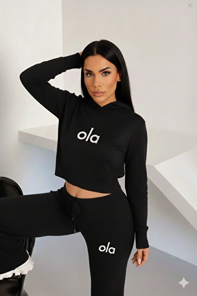 Bozz&Bozz Collection Women's Yoga Tracksuit Set Ola Printed Hoodie Sweatshirt...