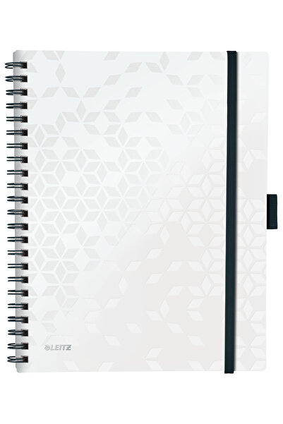 Leitz Caiet spiralat de birou A4 cu copertă albă din PP, cu linii, Be Mobile Wow