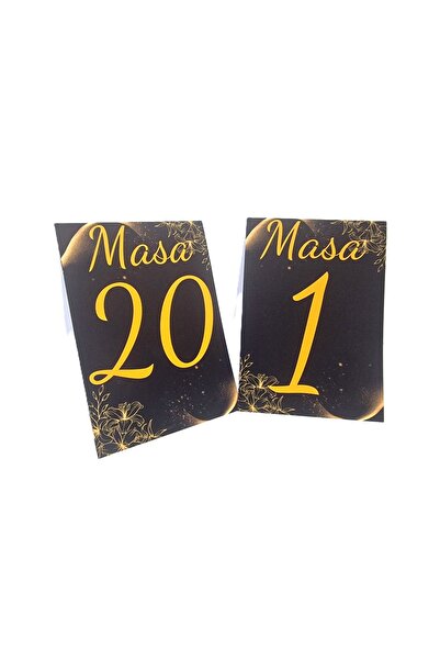 OEM Table number set M14, Cardboard, Black/Gold, 20 pcs