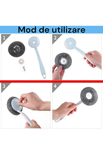 OEM Cleaning brush with removable stainless steel wire sponge, ergonomic hand...