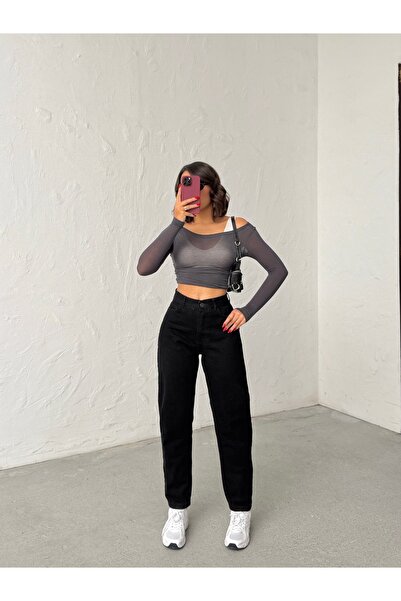 blue wings denım co. ΨΗΛΟΜΕΣΩΤΑ ΜΑΥΡΑ ΤΖΙΝ ΜΟΜ ΠΛΗΡΟΥΣ ΕΦΑΡΜΟΓΗΣ