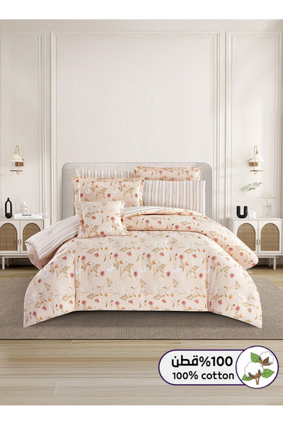 Melen طقم مفرش سرير صيفي مزدوج قطن 100% - 8 قطع - يناسب سرير بمقاس 200x200 - ...