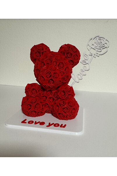 Printona Çiçek Desenli Ayıcık Sevgililer Gününe Özel