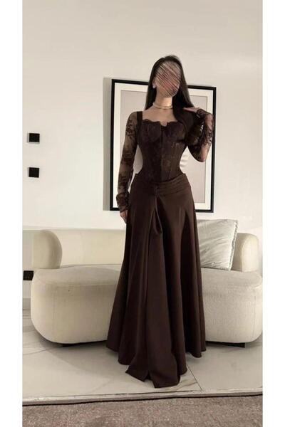 Genenic فستان بلون بني ساحر