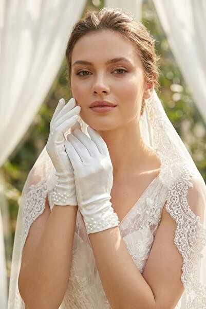 Hobigram Mănuși de mireasă Pearl Embrace, cu detalii din perle, lungi până la...