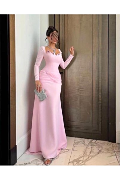 Genenic فستان وردي فاتح انيق