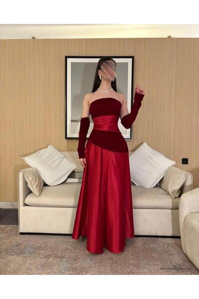 Genenic Elegant and attractive strapless red dress