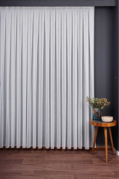 Vefa Home Tekstil Tül Perde Balık Sırtı Etek Kurşunlu seyrek Pile [1X2]