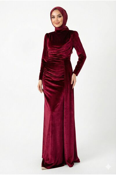 STİLZERAFET Velvet Fish Tail Dress