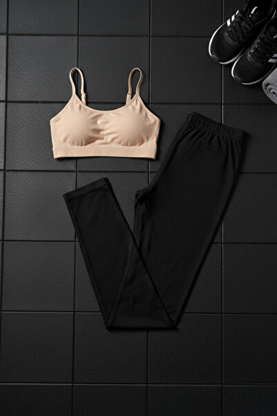 Andro Wear Women's Sports Set Padded Half Tank Top & Modal Leggings