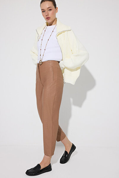 Touché Privé Crocodile Patterned High Waist Vegan Leather Pants