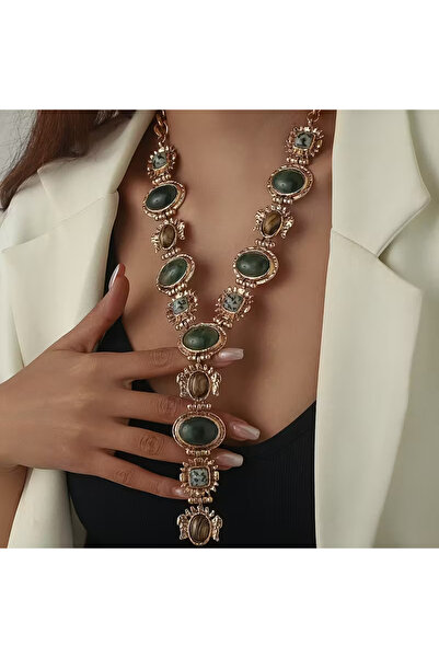 CARAVSTORE Vintage Style Stone Women's Necklace