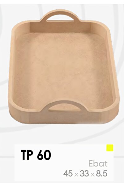 Eymen Hobi Ham Ahşap Kulplu Sunum Tepsisi 45x33 cm | Boyanabilir Dekoratif Te...