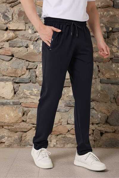 zeyra New Season Dark Navy Blue Stylish and Sporty Sweatpants with Embroidery...