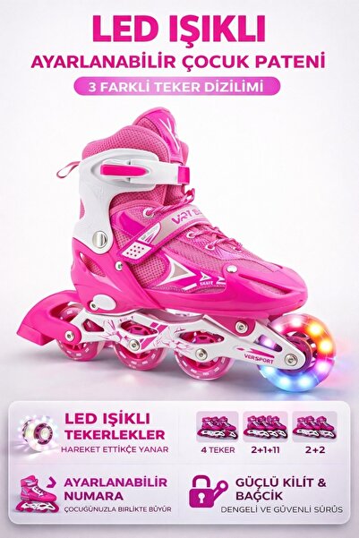 YILDIRIM OYUNCAK Ayarlanabilir Slikon Tekerlekli Frenli Işıklı Paten - 2-1-1\...