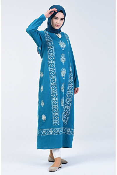 sefamerve Şile Bezi Long Tunic 0062-05 Turquoise