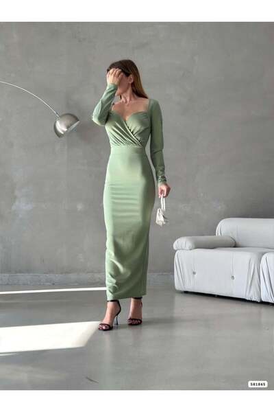 Modafeminen Φόρεμα μίντι με διπλό στράπλες γιακά και σκίσιμο στην πλάτη 58184...